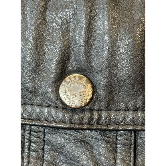 Roundtree & Yorke Vintage Leather Jacket Men's Size Large Black Full Zip Moto - Picture 7 of 7